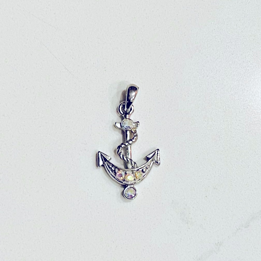 Vintage Nautical Anchor Pendant - Sparkly!